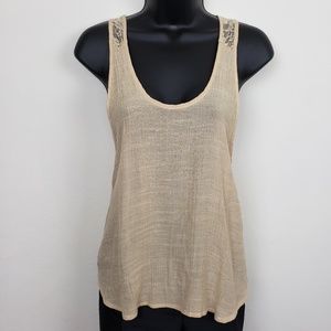 C'EST TOI gauze lace racerback tank top